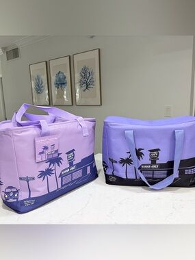 Trader Joe's large Lavender and purple Insulated Reusable Tote Bags (2)(limited)